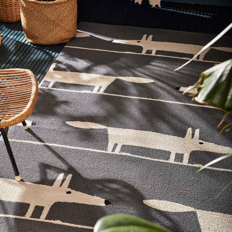 Scion Mr Fox Indoor Outdoor Rugs 425305 in Charcoal Grey