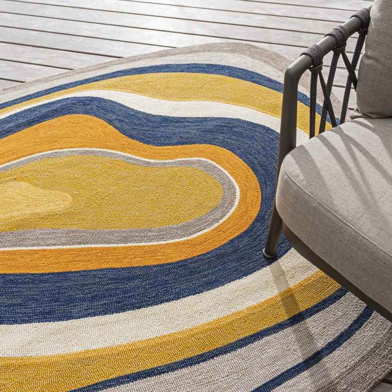 Habitat Aura Indoor Outdoor Abstract Shape Rugs Ochre 477306