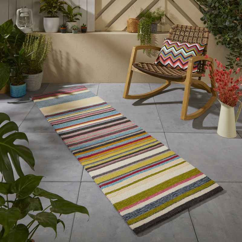 Habitat LaVida Indoor Outdoor Stripe Runner Rugs in Multi 476801