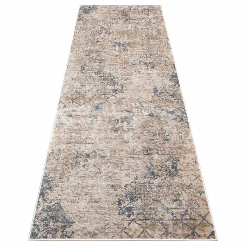 Luzon Abstract Runner Rug By Concept Loom LUZ804 in Ivory Taupe Beige