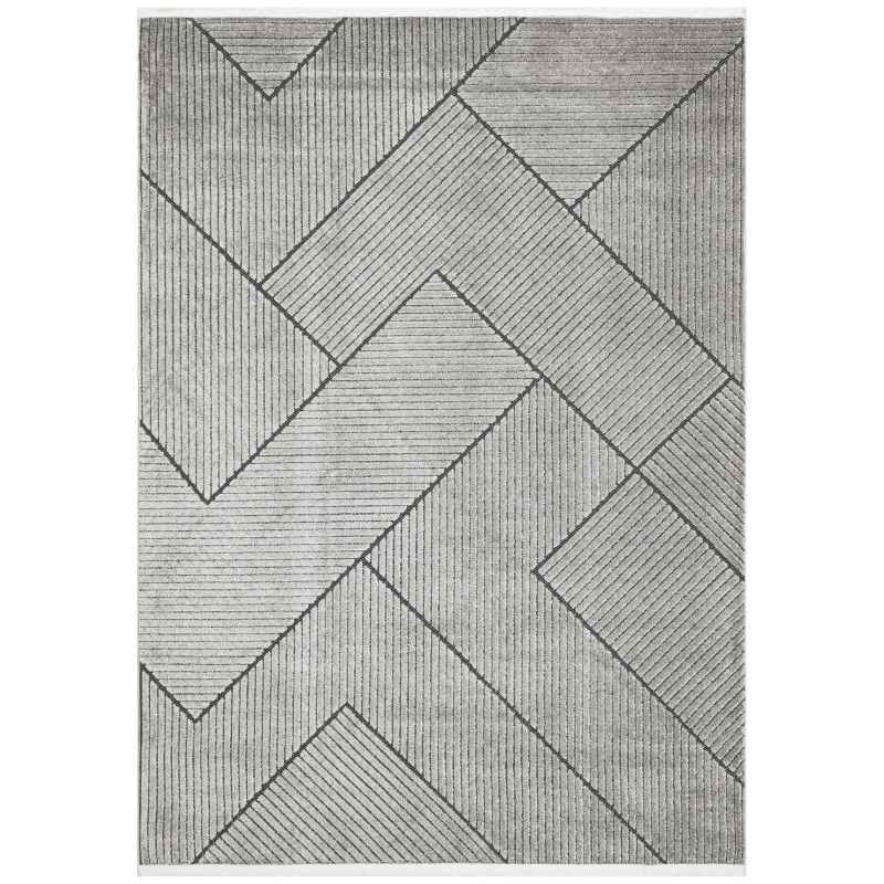 Jazz Jaz16 Geometric Indoor Outdoor Rugs in Grey Black