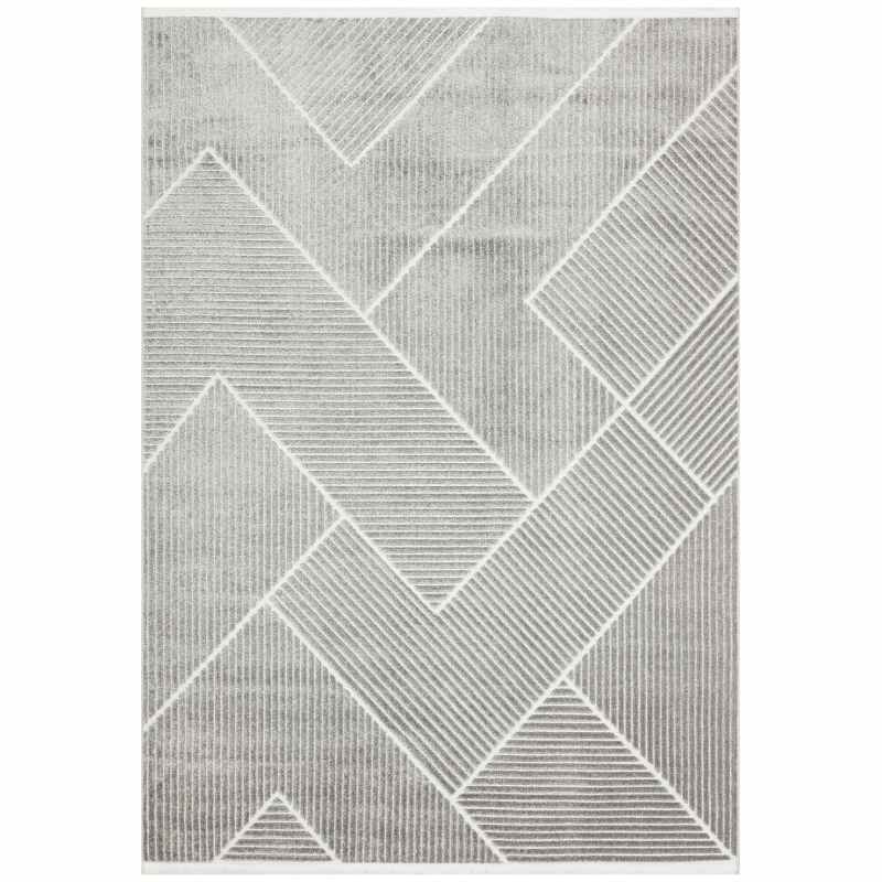 Jazz Jaz17 Geometric Indoor Outdoor Rugs in Silver Grey