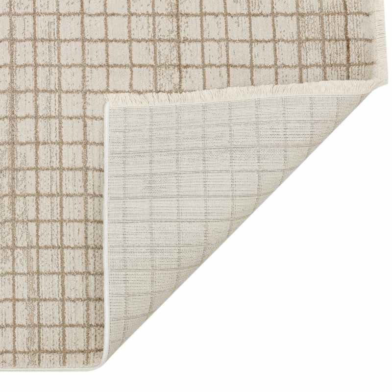 Onyx ONX04 Grid Geometric Rugs in Silver Beige
