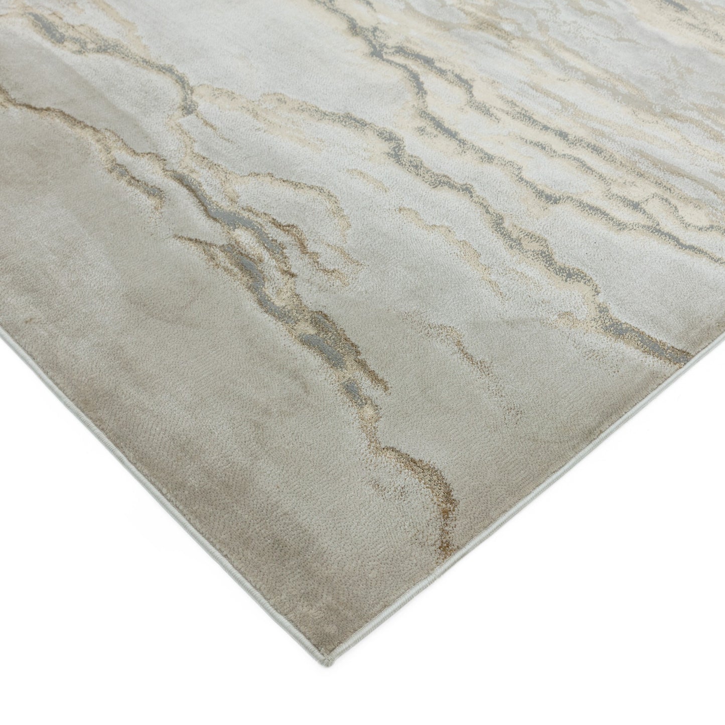 Aurora Linea AU17 Marble Runner Rugs in Metallic Beige Bronze