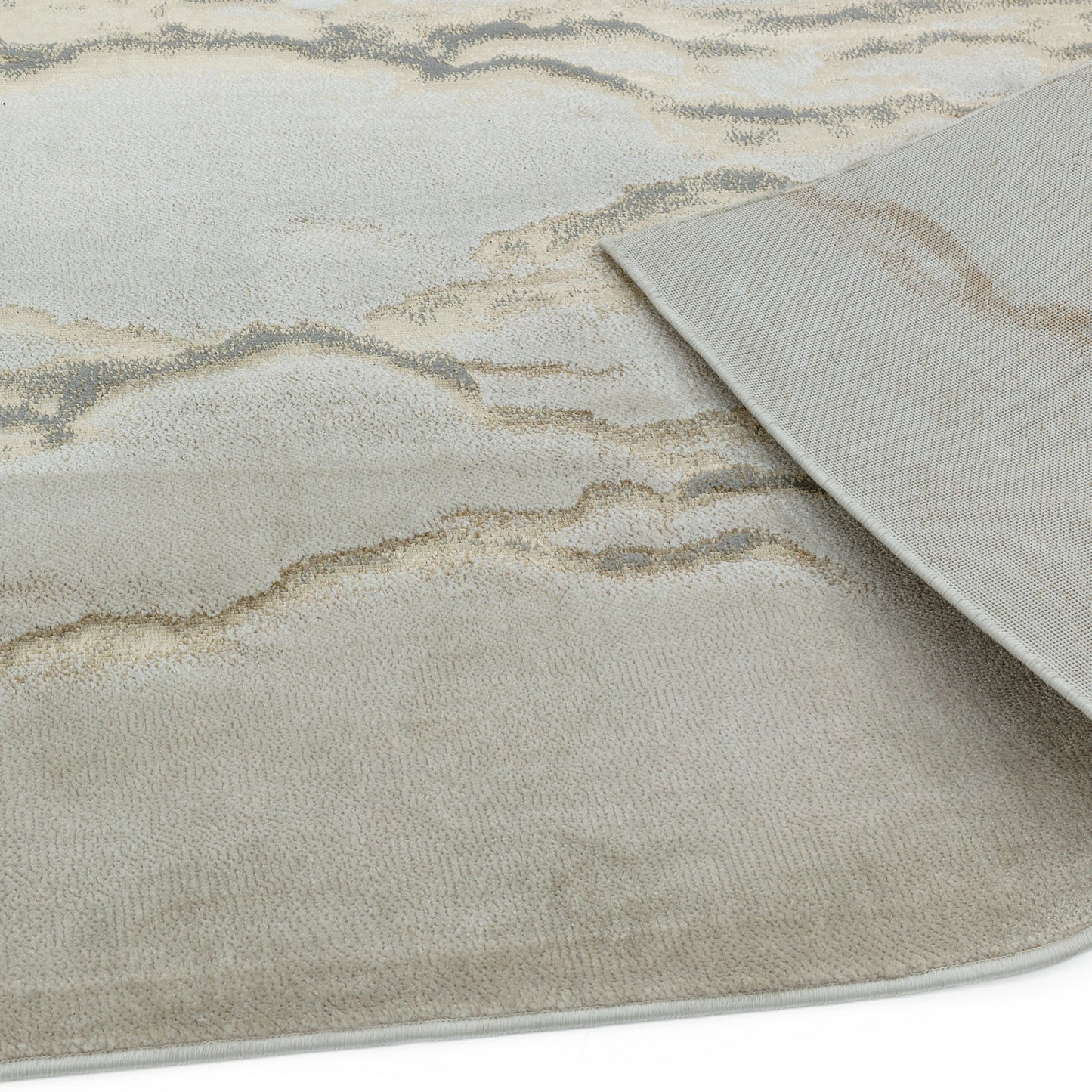 Aurora Linea AU17 Marble Runner Rugs in Metallic Beige Bronze