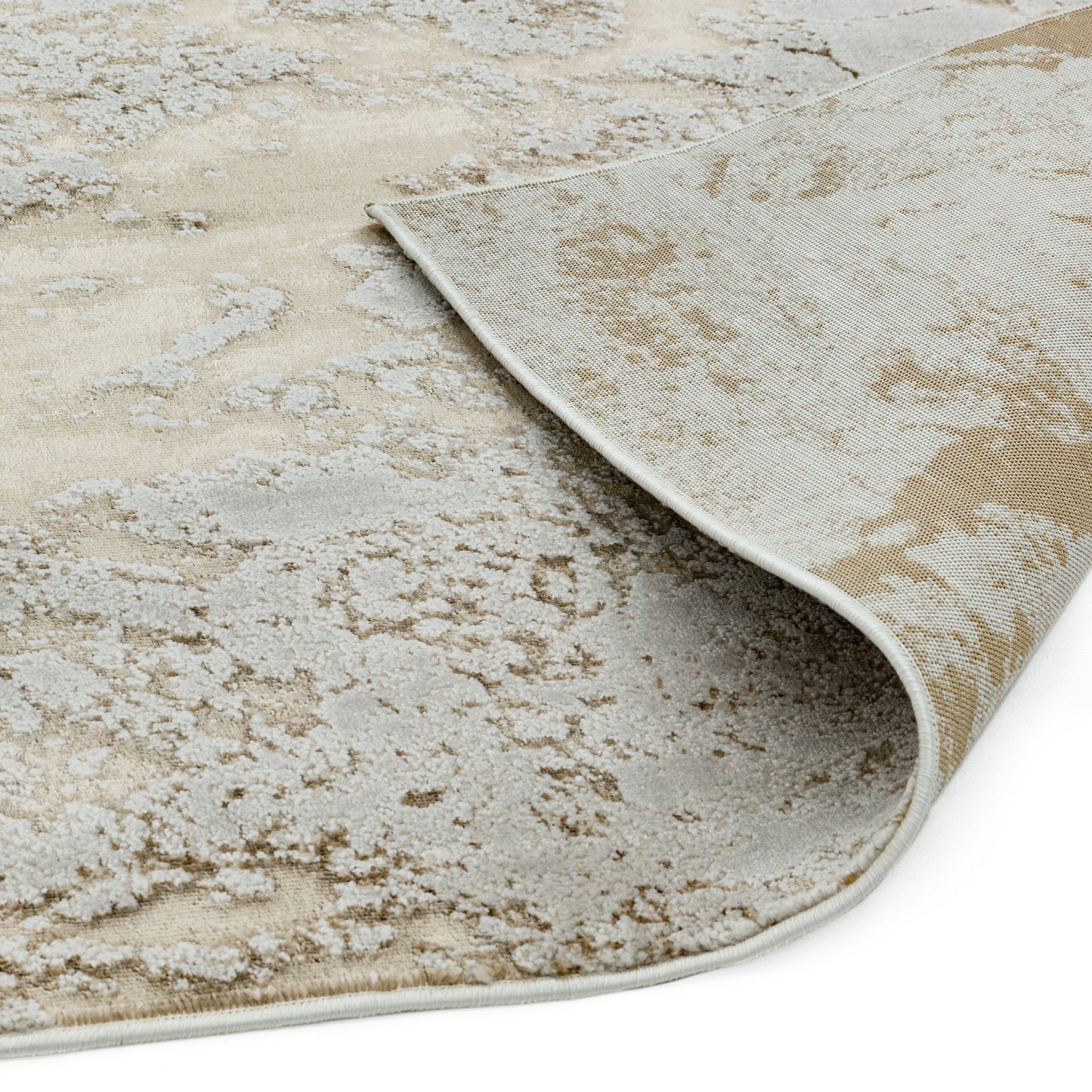 Aurora Strata AU16 Marble Runner Rugs in Metallic Beige Bronze and Grey