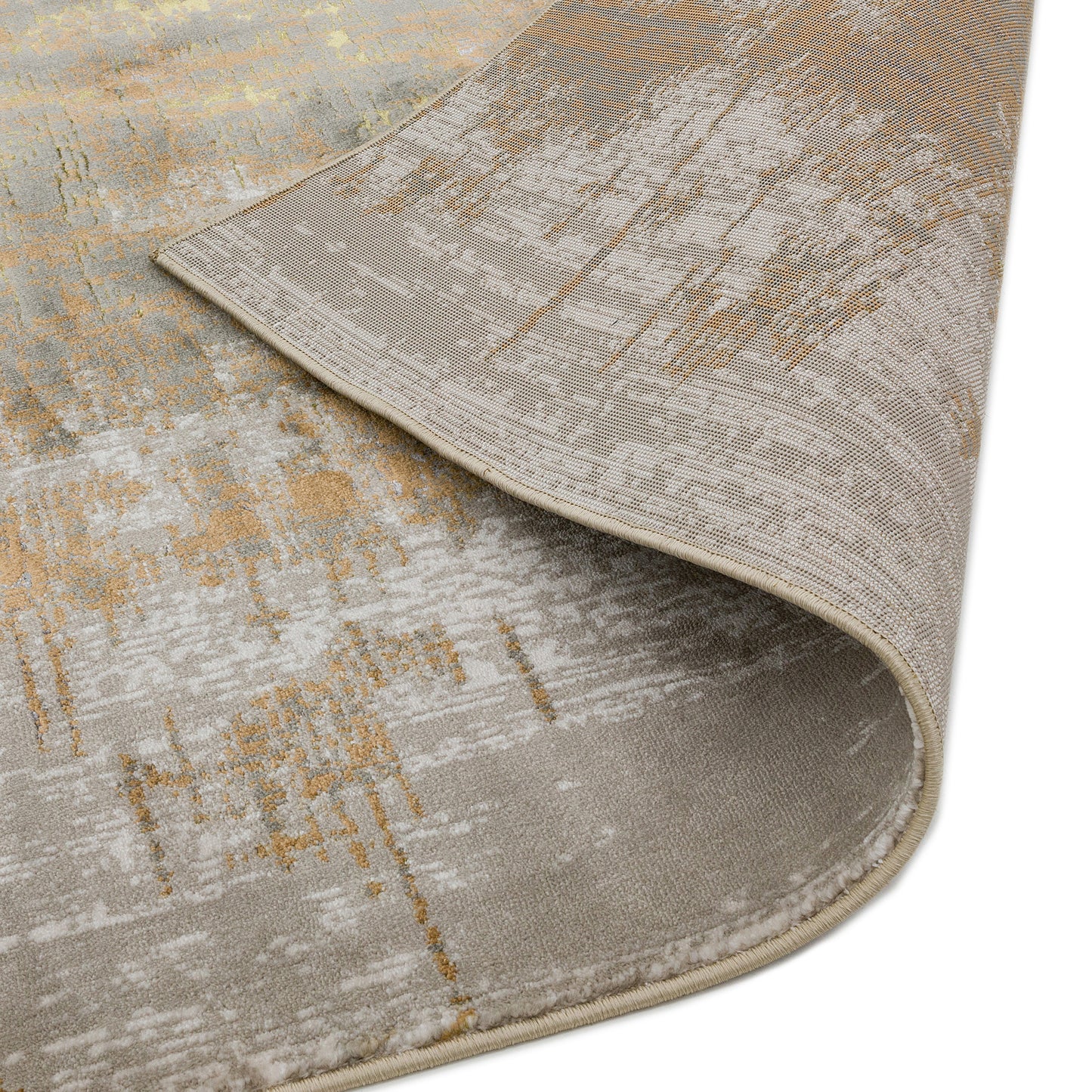 Aurora AU01 Dune Abstract Runner Rugs in Gold Beige