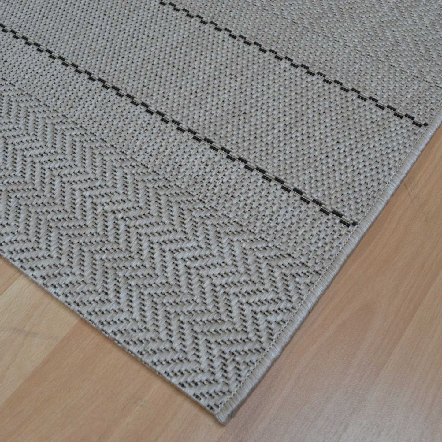 Patio PAT03 Stripe Indoor Outdoor Runner Rugs in Beige