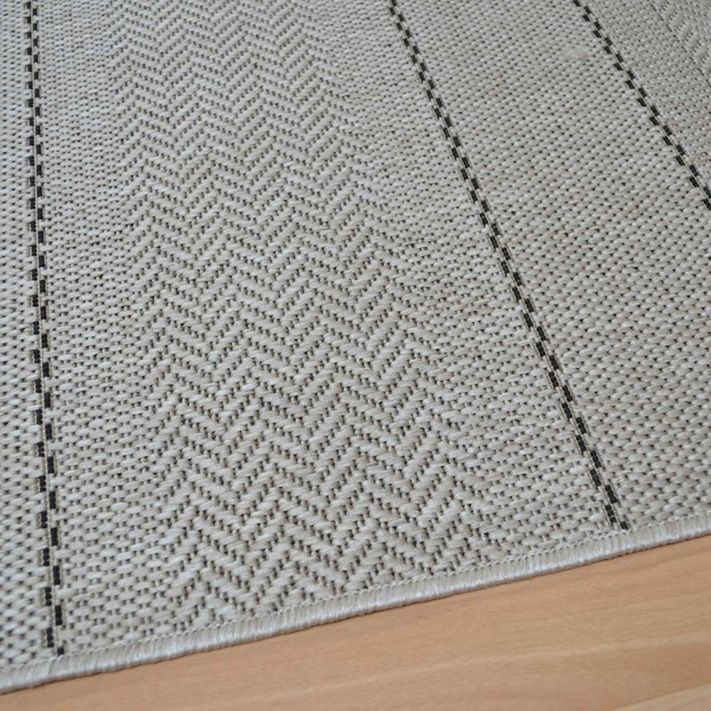 Patio PAT03 Stripe Indoor Outdoor Runner Rugs in Beige