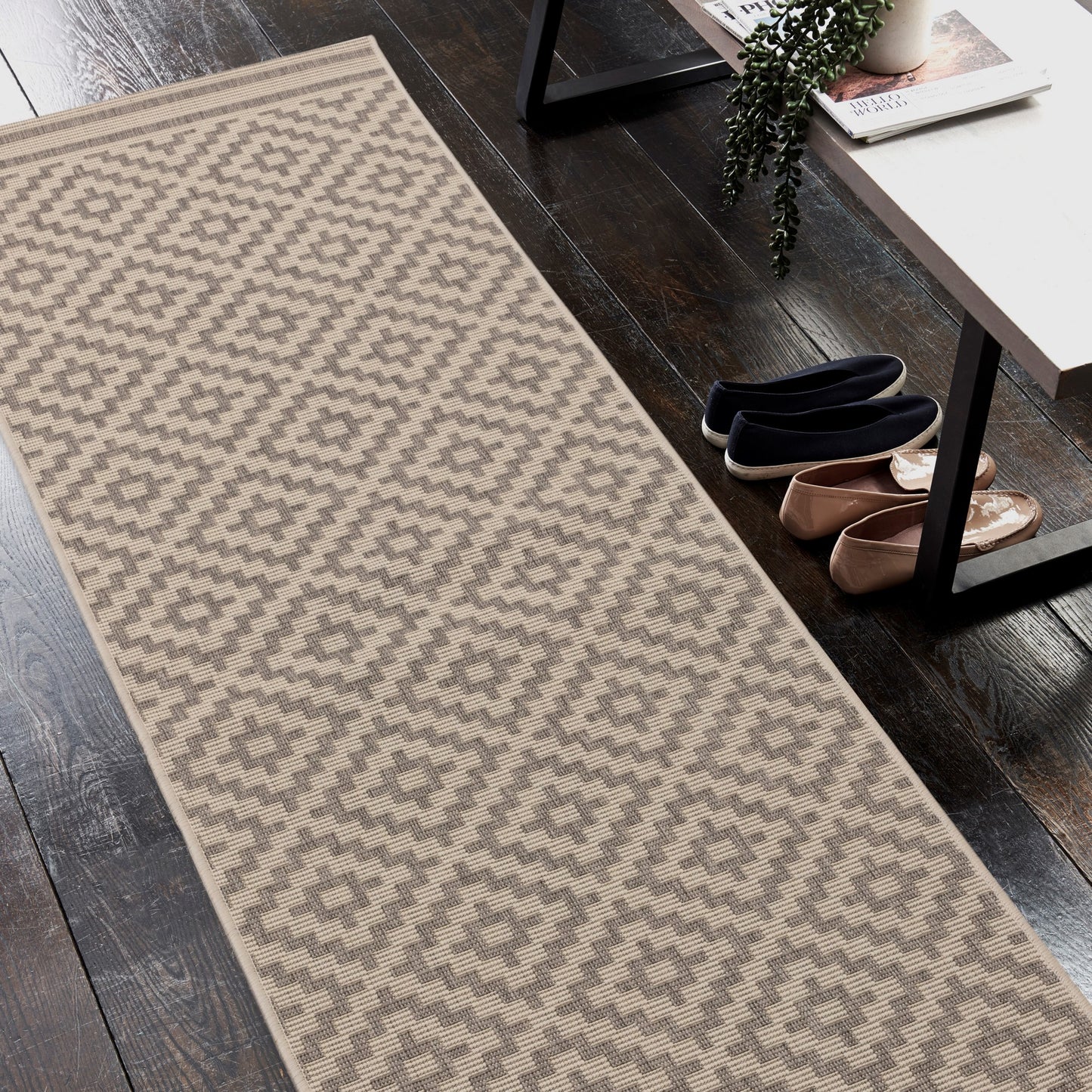 Patio PAT11 Diamond Indoor Outdoor Runner Rugs in Grey