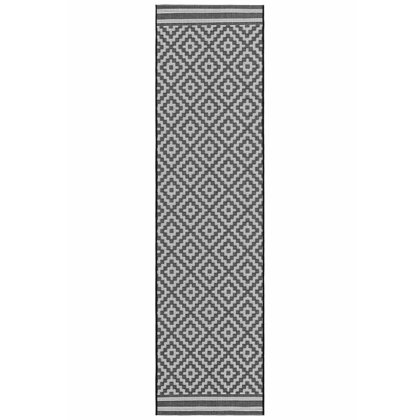 Patio PAT12 Diamond Indoor Outdoor Runner Rugs in Black White