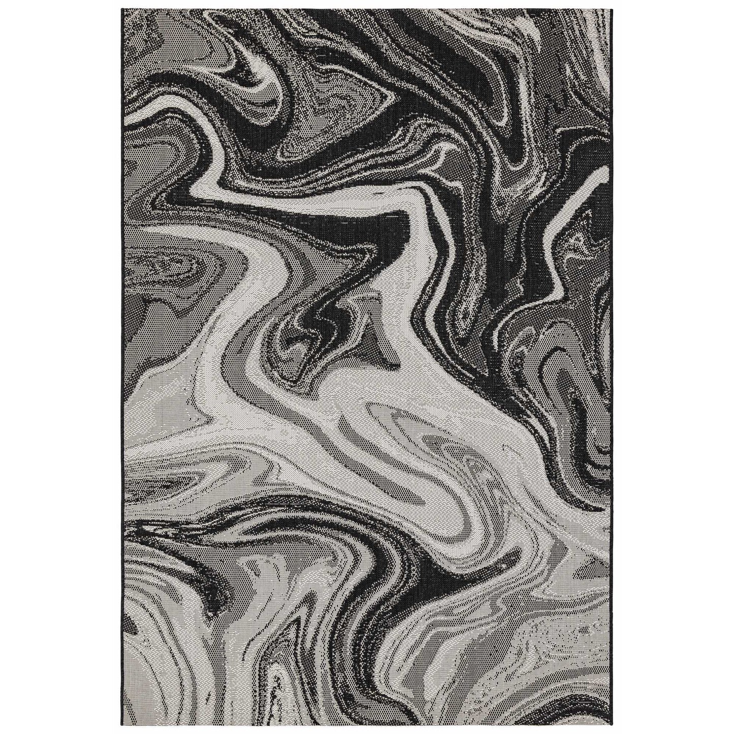 Patio PAT19 Marble Indoor Outdoor Rugs in Black