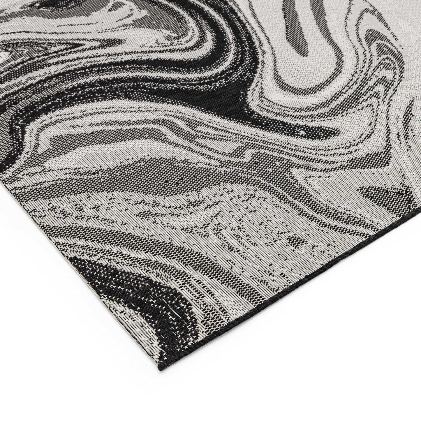 Patio PAT19 Marble Indoor Outdoor Rugs in Black