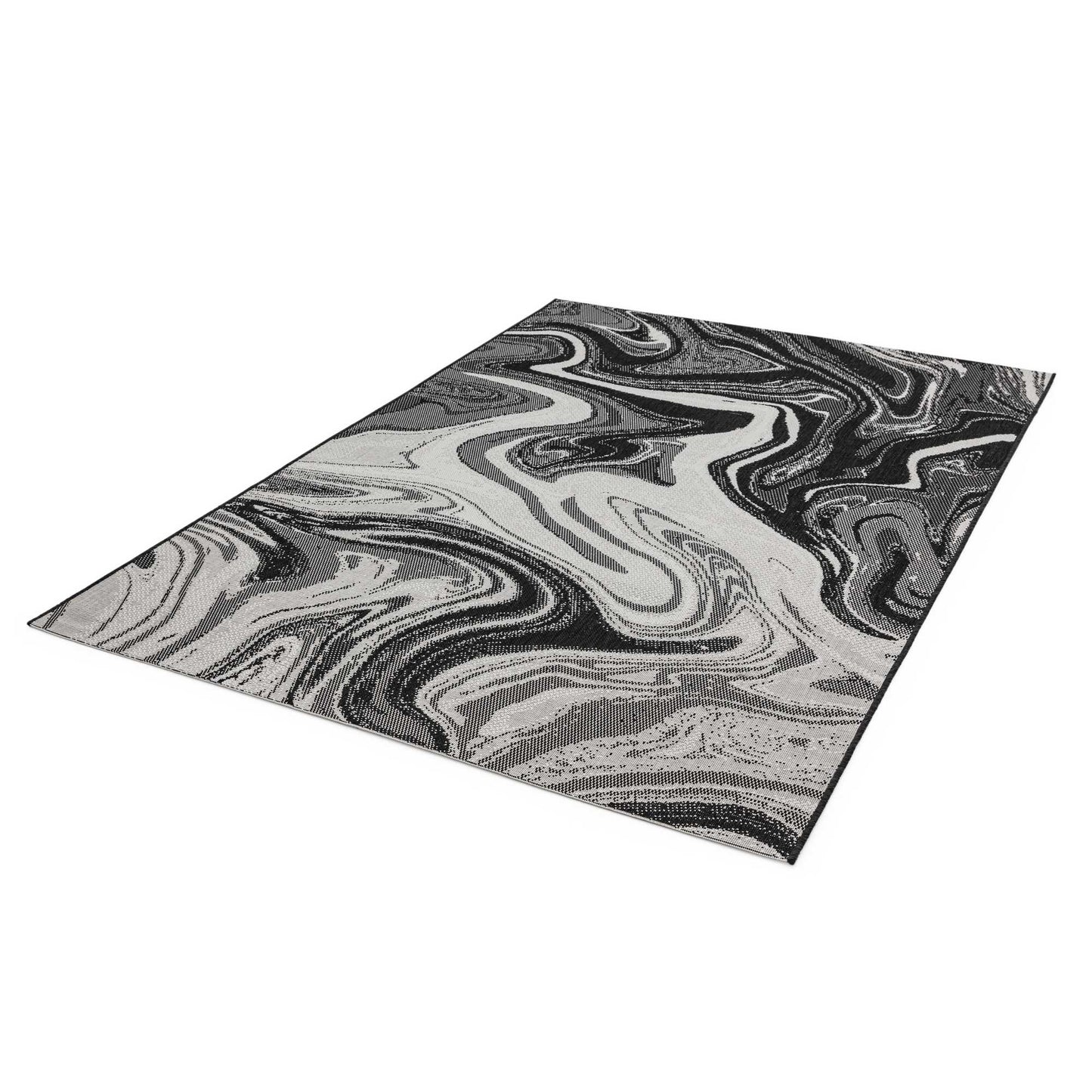 Patio PAT19 Marble Indoor Outdoor Rugs in Black