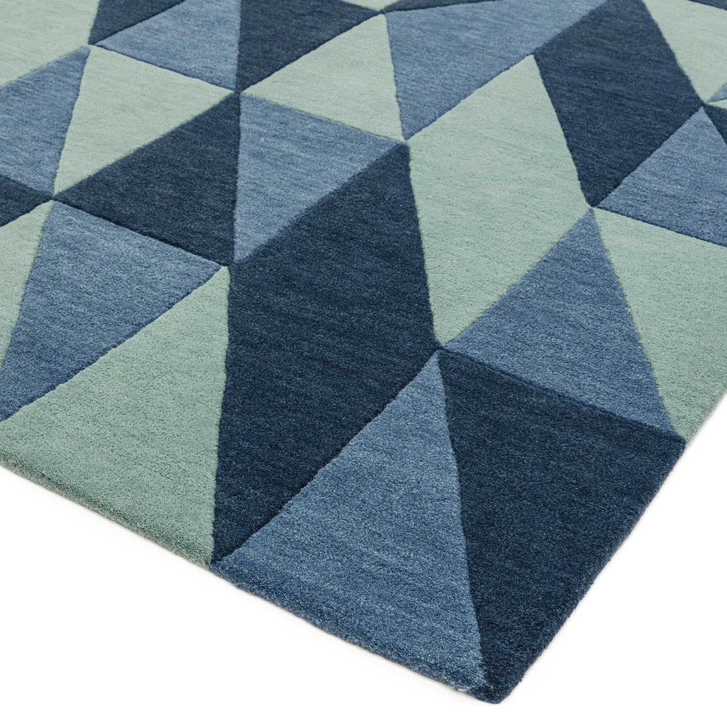 Reef Flag Geometric Wool Runner Rugs RF04 in Blue