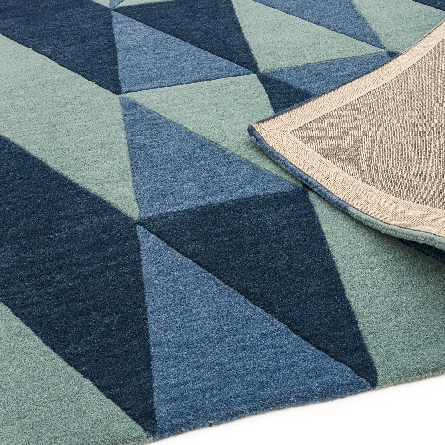Reef Flag Geometric Wool Runner Rugs RF04 in Blue