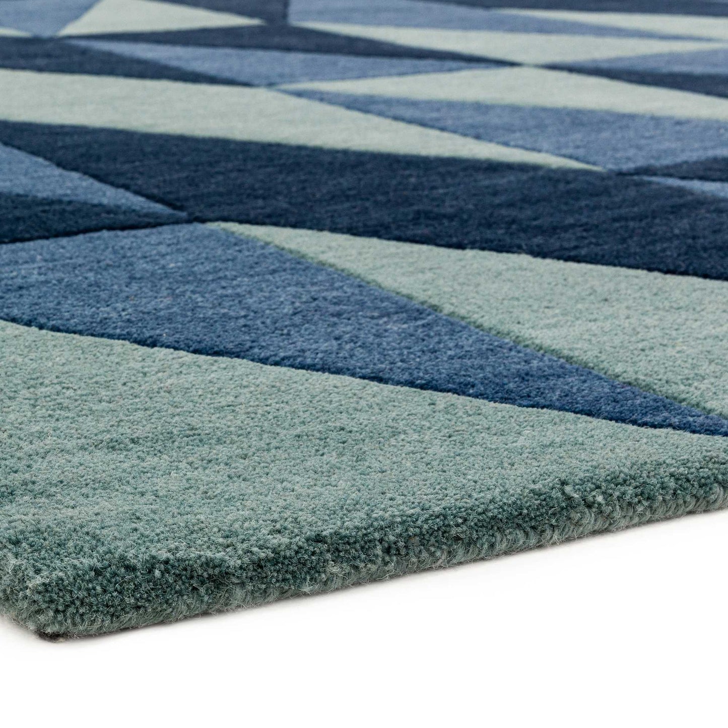 Reef Flag Geometric Wool Runner Rugs RF04 in Blue