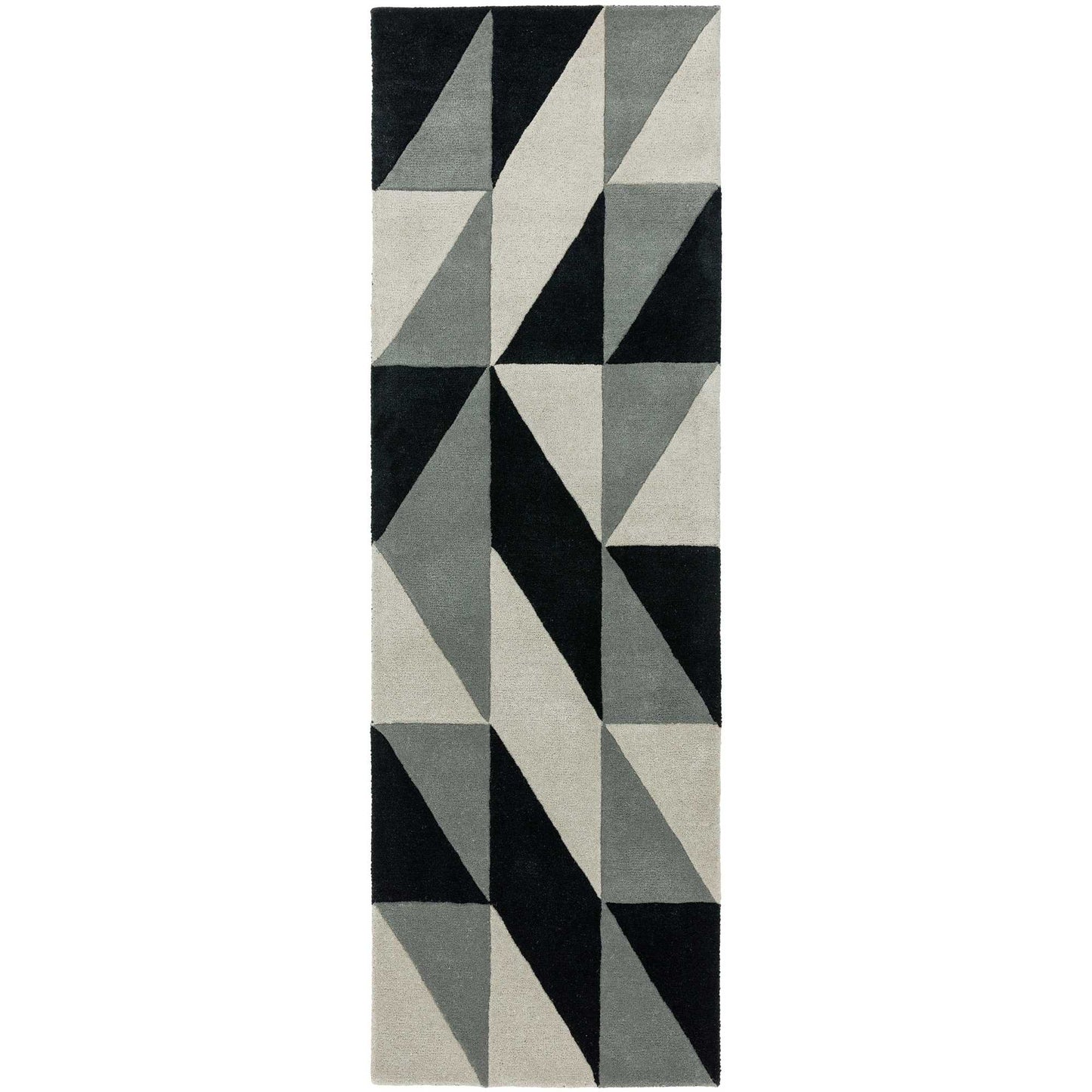 Reef Flag Geometric Wool Runner Rugs RF08 in Grey