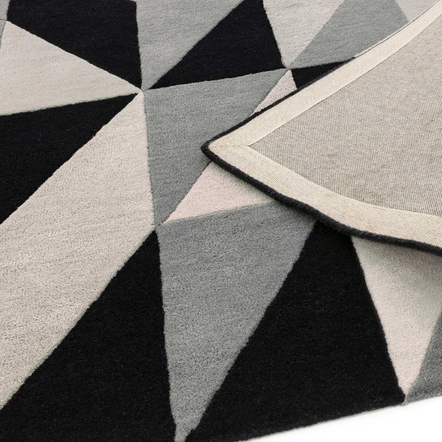 Reef Flag Geometric Wool Runner Rugs RF08 in Grey