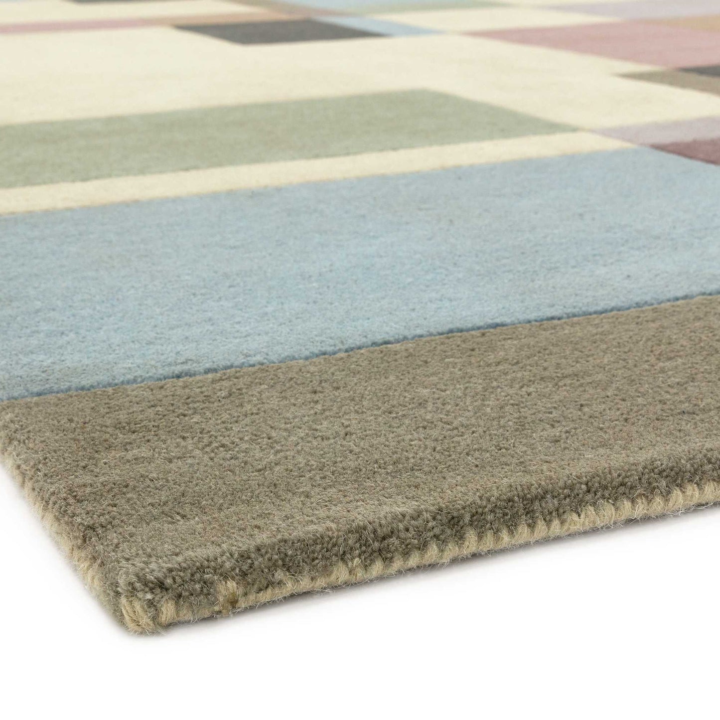 Reef RF17 Blocks Geometric Wool Runner Rugs in Pastel Multi