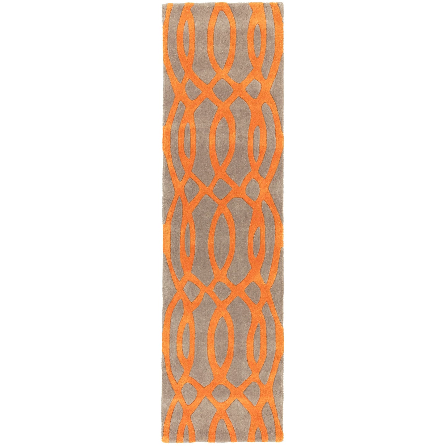 Matrix MAX37 Wire Geometric Wool Runner Rugs in Orange