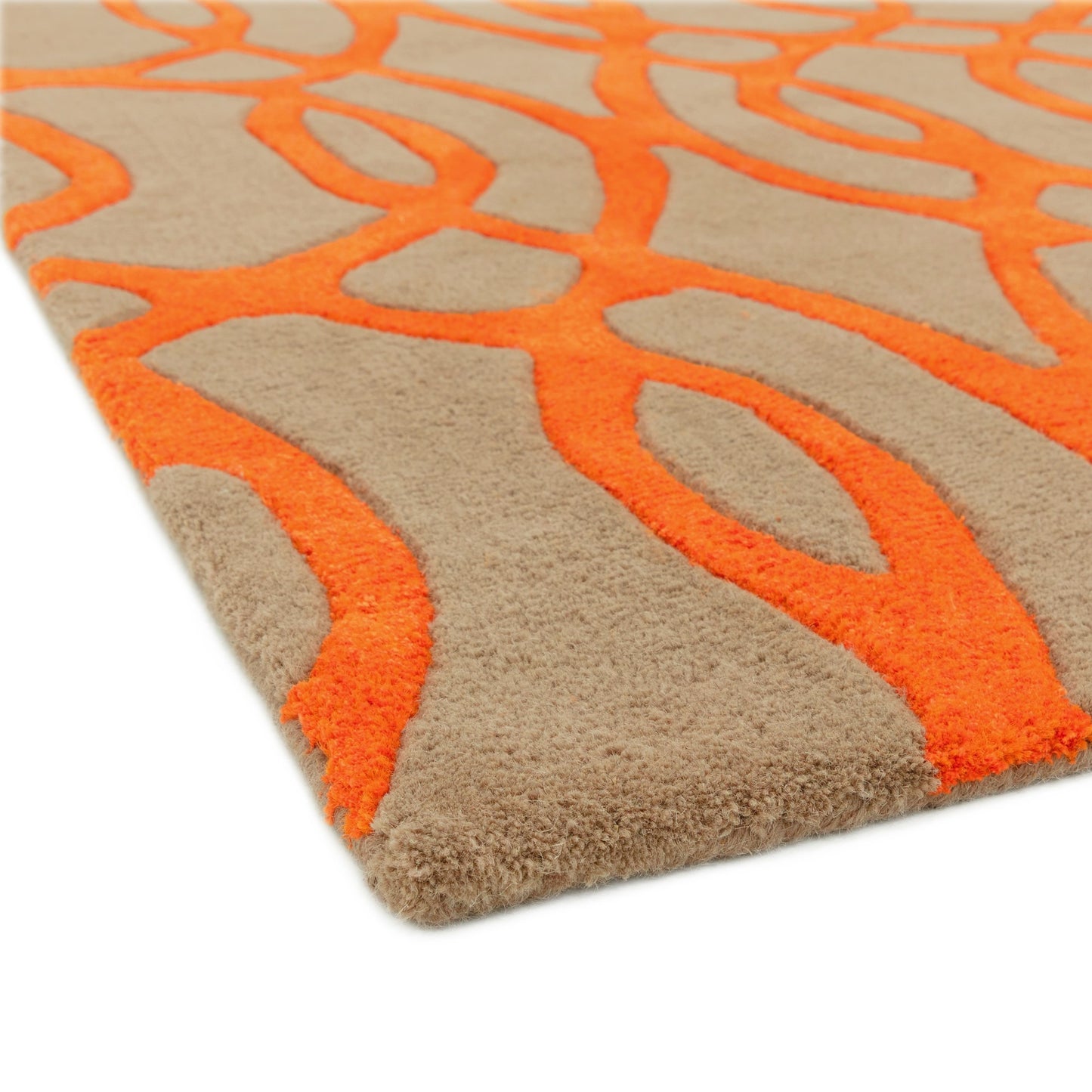 Matrix MAX37 Wire Geometric Wool Runner Rugs in Orange