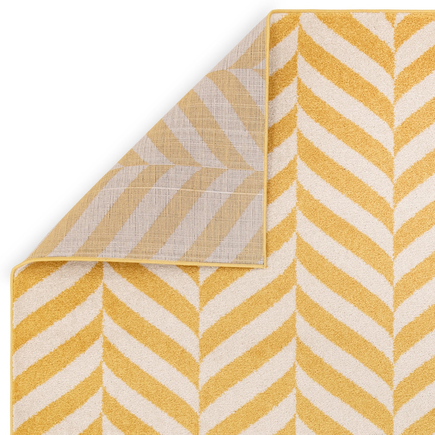 Muse MU08 Geometric Chevron Woven Rugs in Yellow