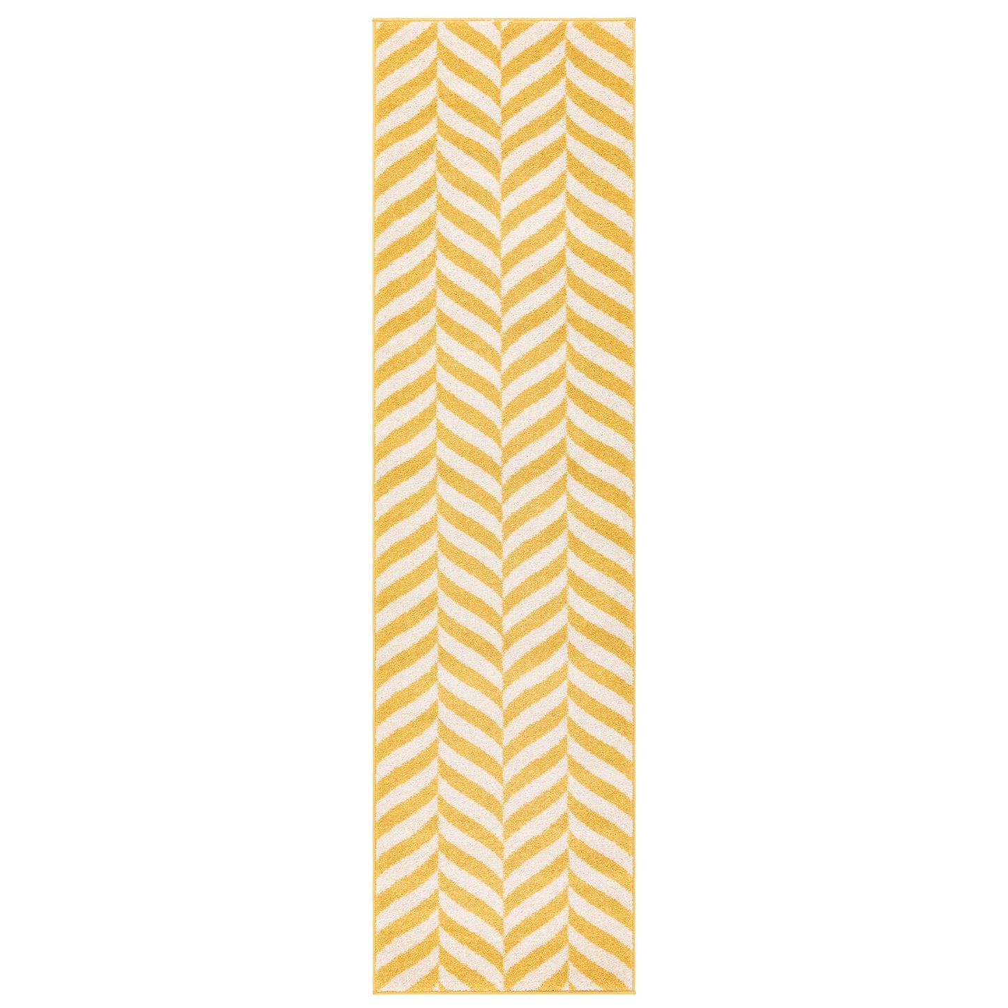 Muse MU08 Geometric Chevron Woven Runner Rugs in Yellow