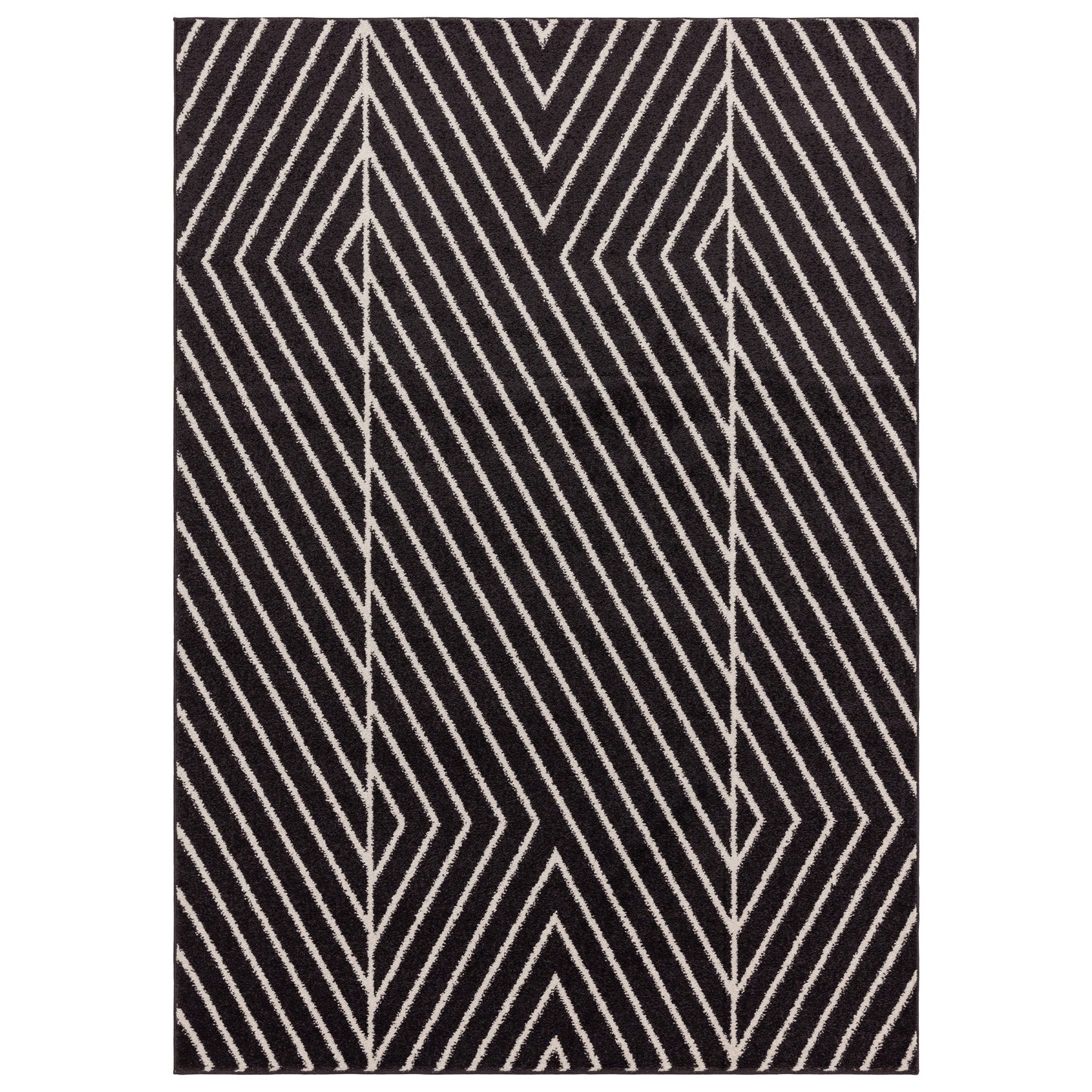 Muse MU10 Geometric Striped Woven Rug in Black