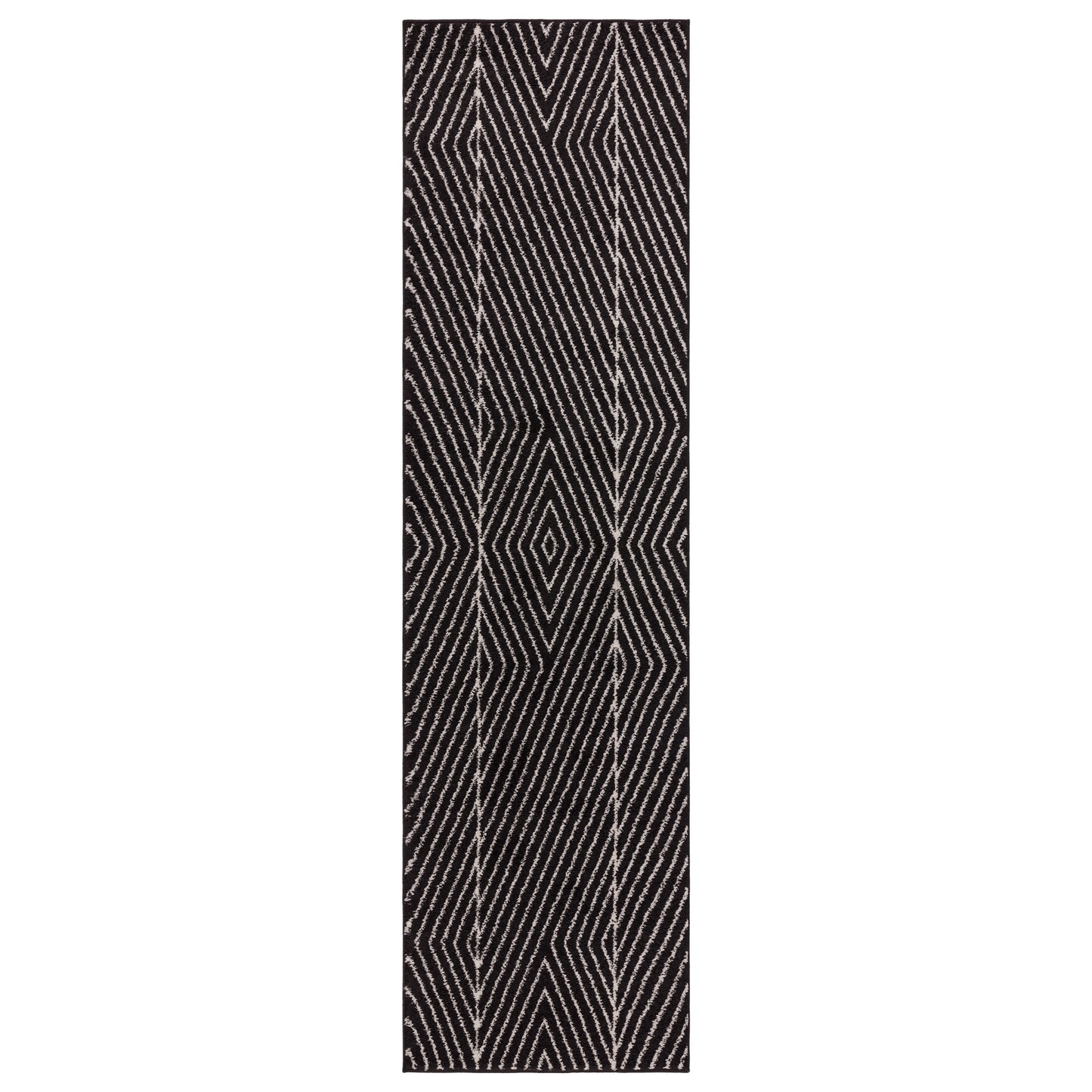 Muse MU10 Geometric Striped Woven Rug in Black