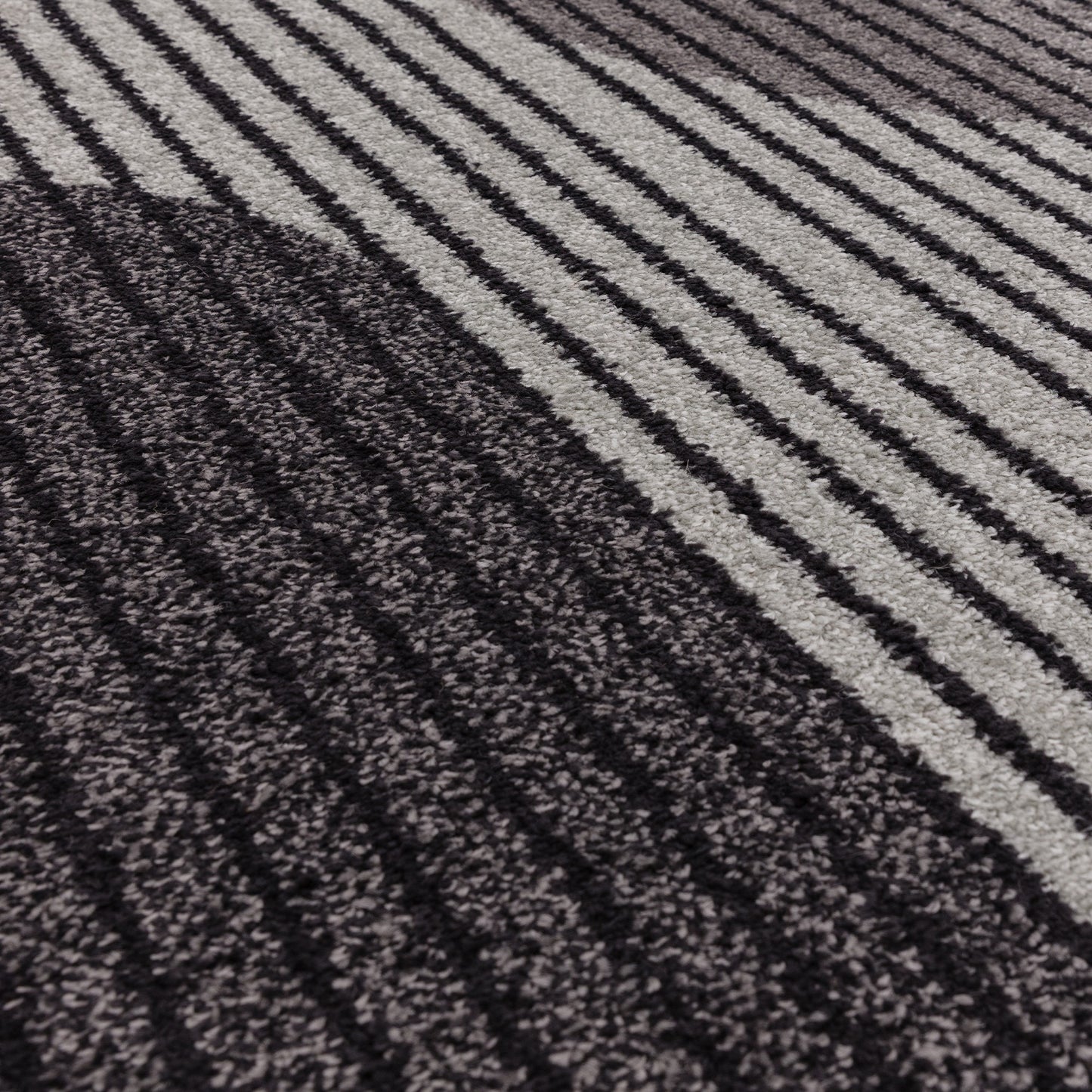 Muse MU14 Geometric Stripe Woven Rugs in Grey