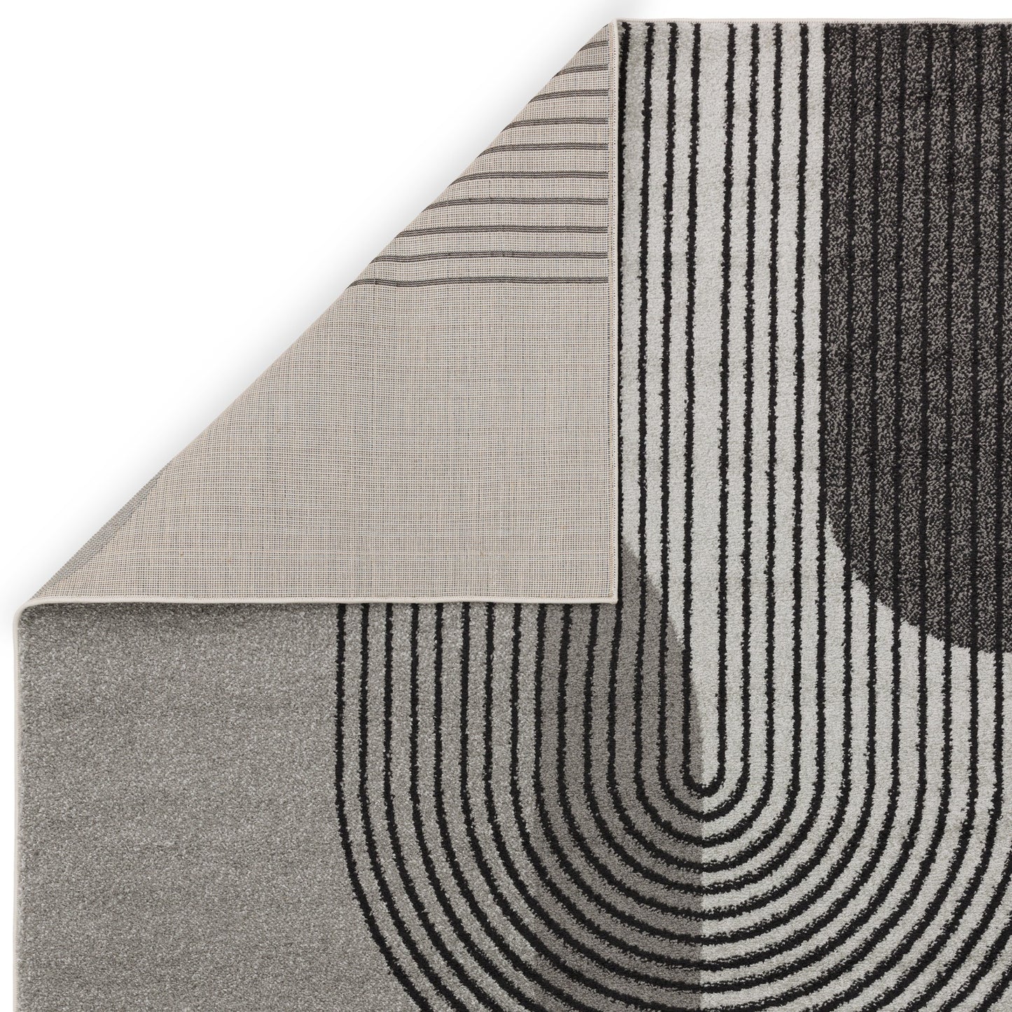 Muse MU14 Geometric Stripe Woven Rugs in Grey
