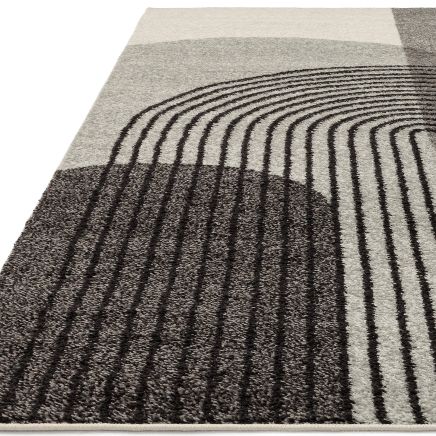 Muse MU14 Geometric Stripe Woven Rugs in Grey