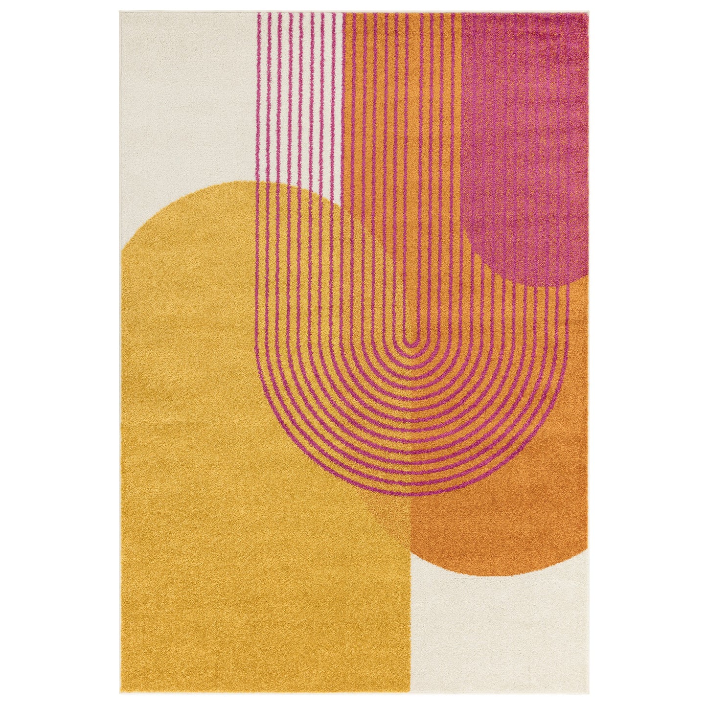 Muse MU13 Geometric Stripe Woven Rugs in Yellow Multi