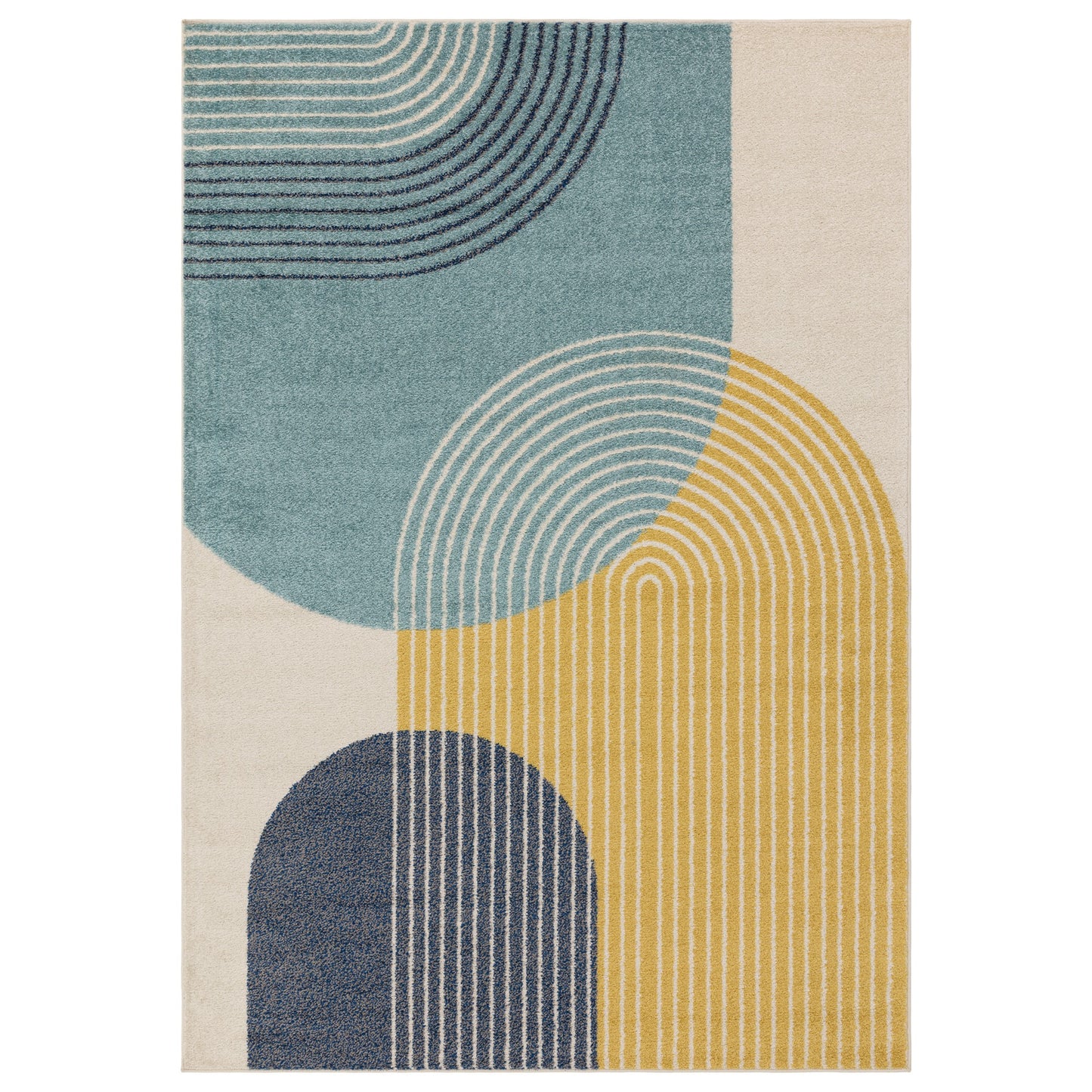 Muse MU15 Geometric Stripe Woven Rugs in Blue Yellow