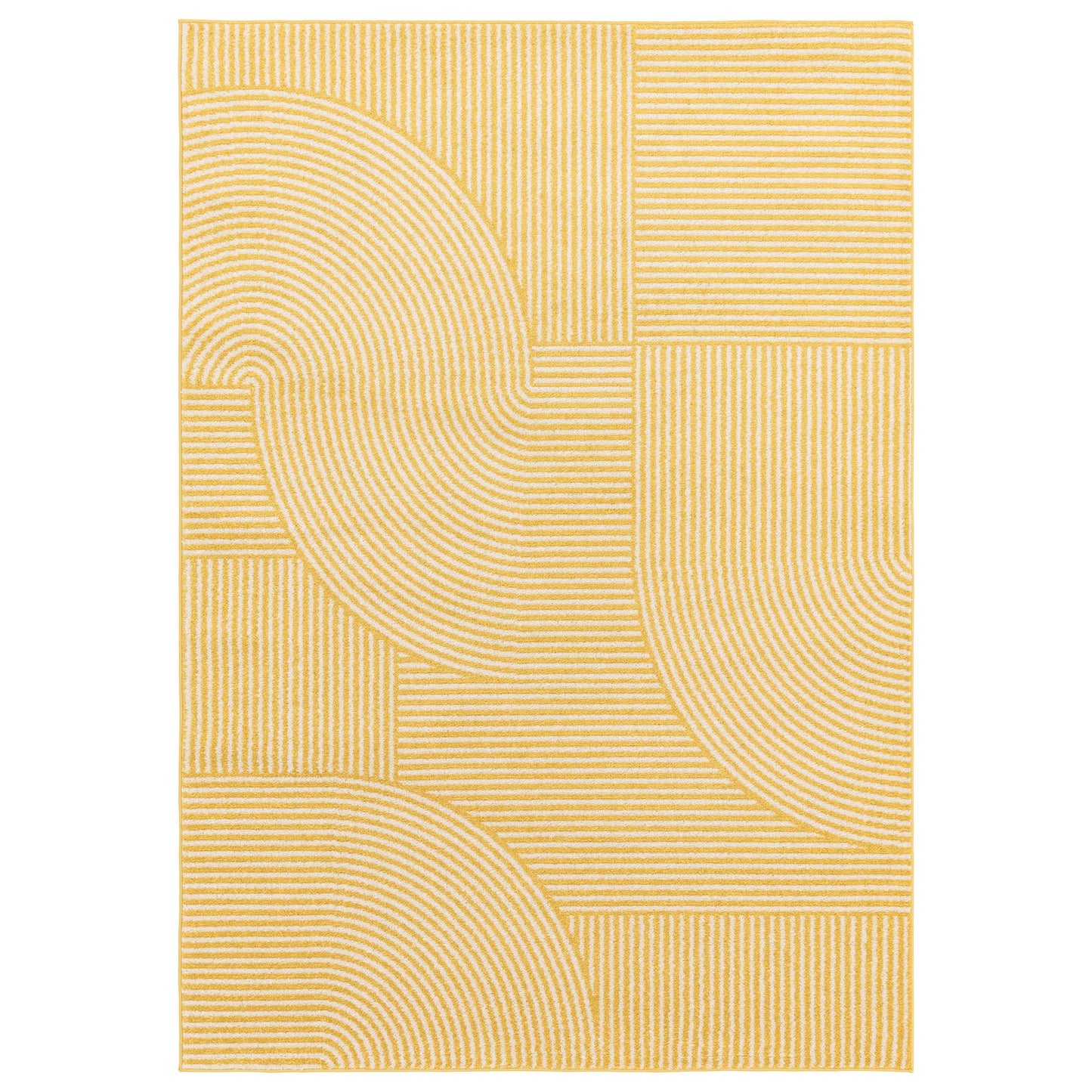 Muse MU18 Geometric Stripe Woven Rugs in Yellow