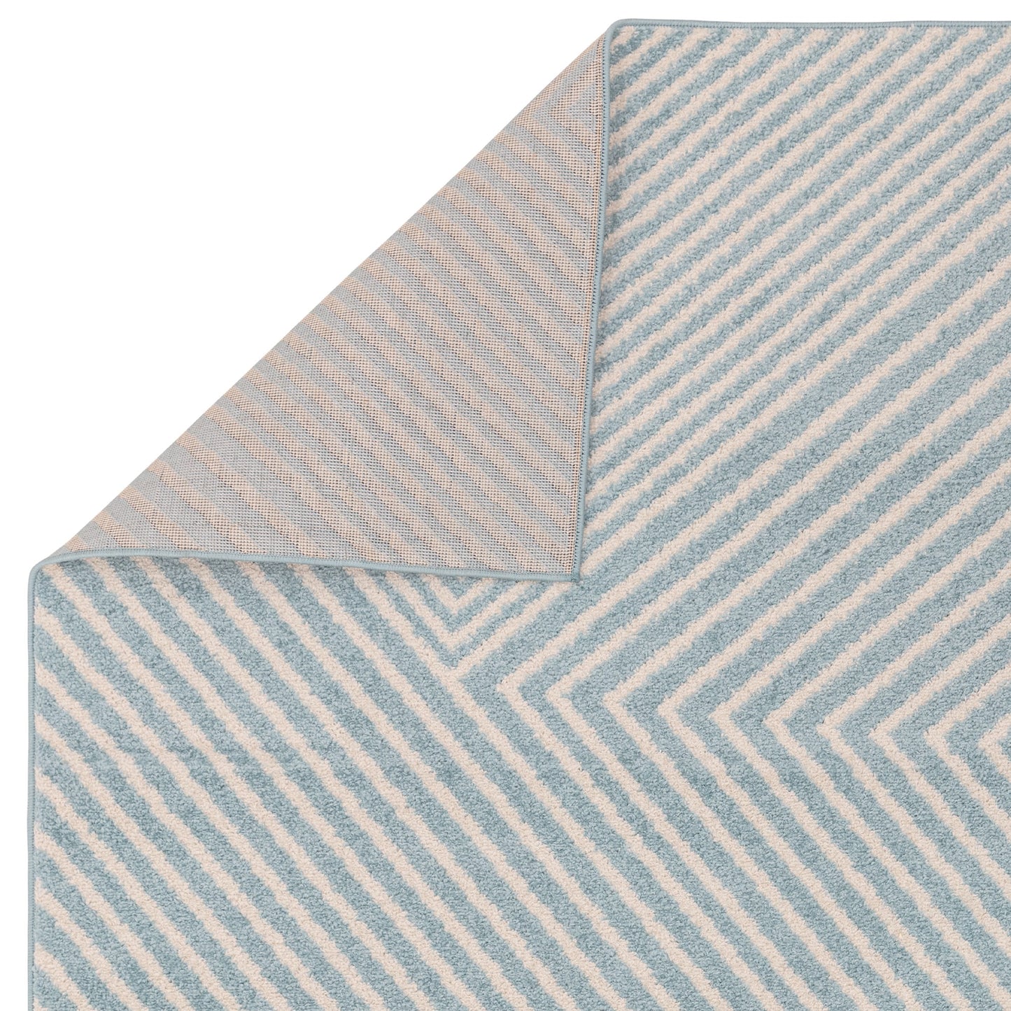 Muse MU19 Geometric Stripe Woven Rugs in Blue