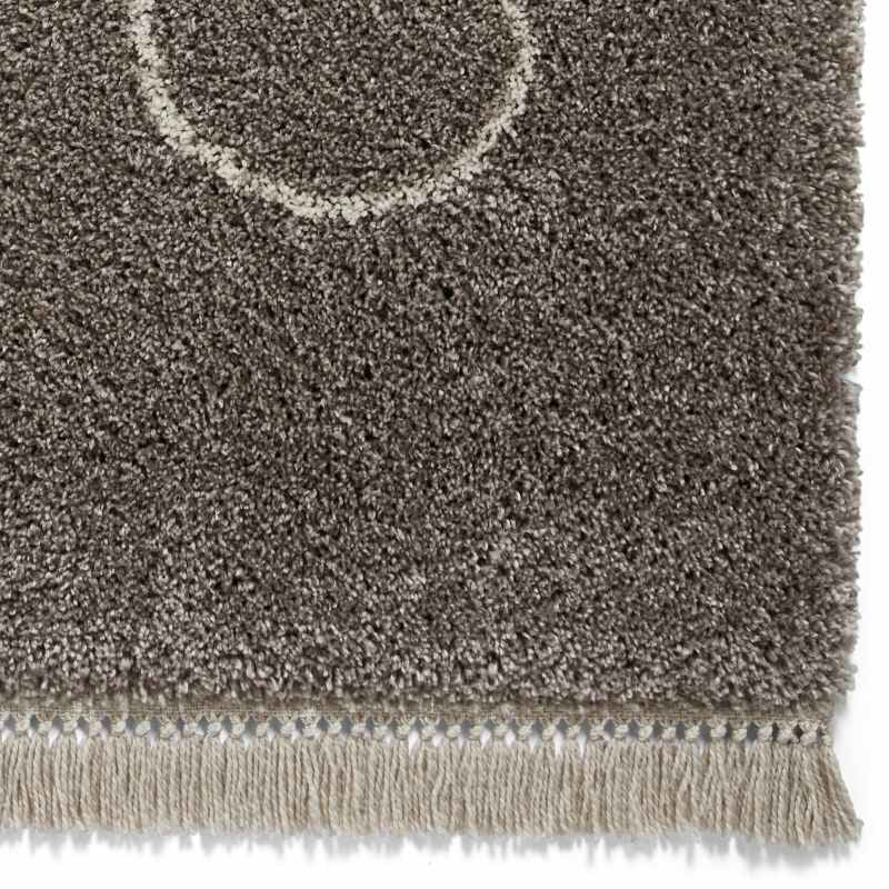 Boho A474 Tassel Hem Geometric Rugs in Grey Cream