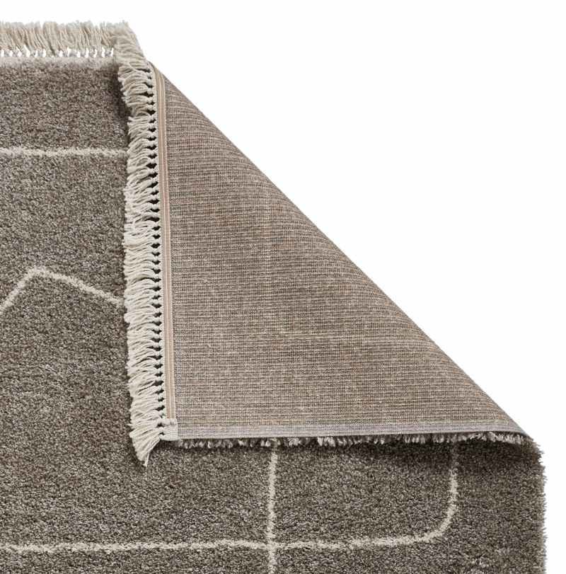 Boho A474 Tassel Hem Geometric Rugs in Grey Cream