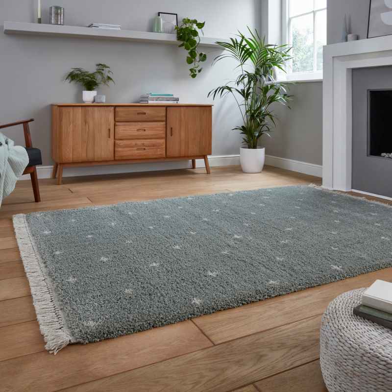 Boho A475 Dotty Rugs in Mint Green