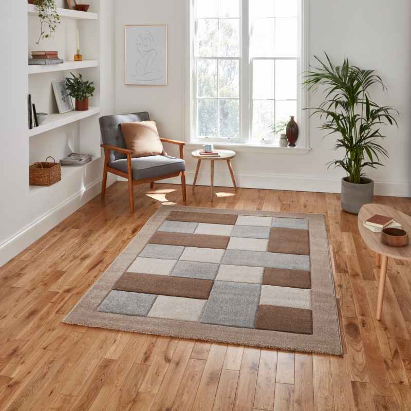 Brooklyn Modern Blocks Rugs BRK04 in Beige Grey