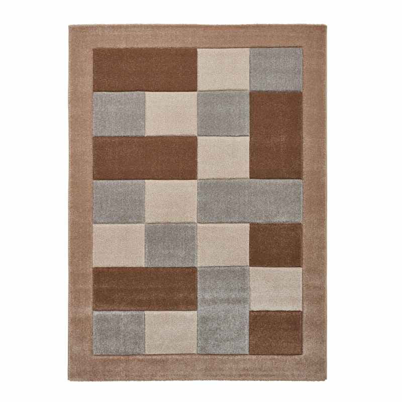 Brooklyn Modern Blocks Rugs BRK04 in Beige Grey