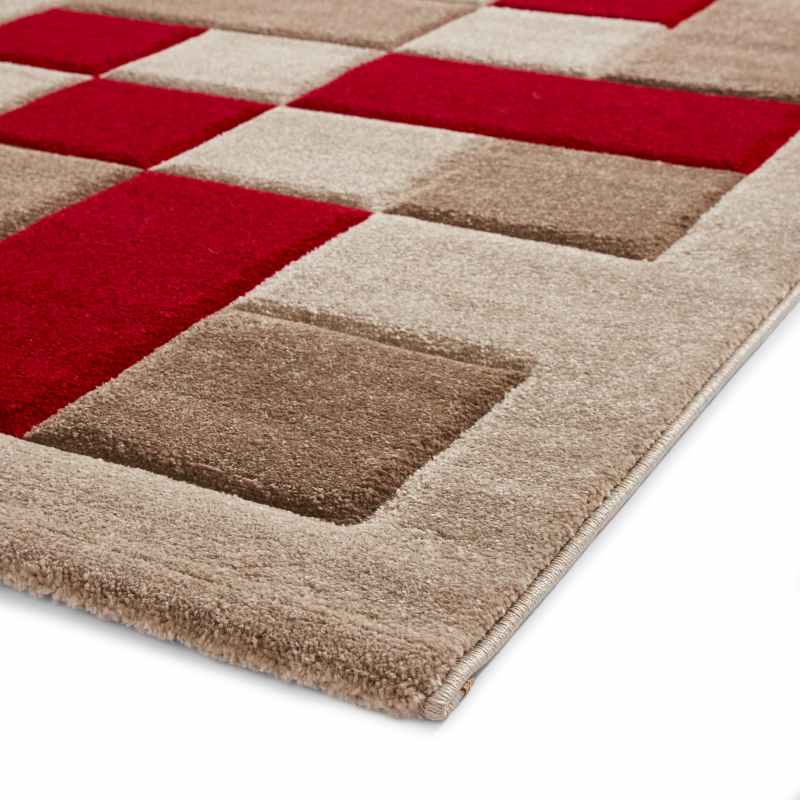 Brooklyn Modern Blocks Rugs BRK04 in Beige Red