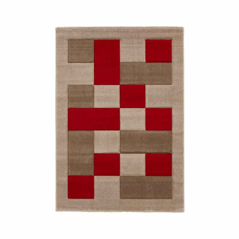 Brooklyn Modern Blocks Rugs BRK04 in Beige Red