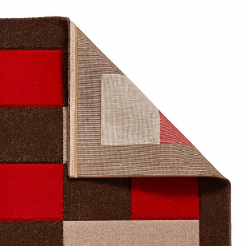 Brooklyn Modern Blocks Rugs BRK04 in Brown Red