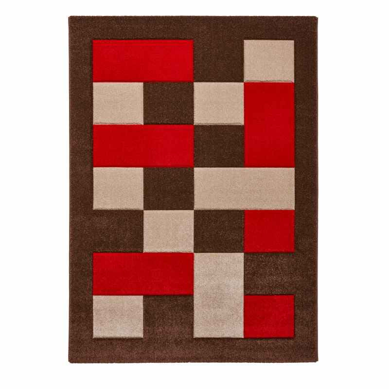 Brooklyn Modern Blocks Rugs BRK04 in Brown Red
