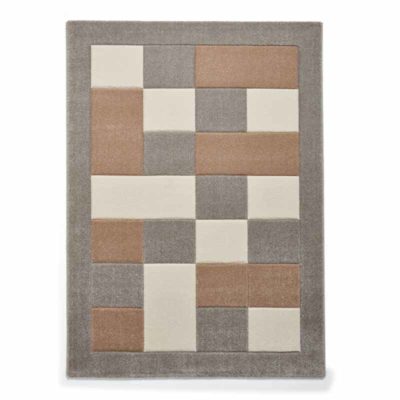 Brooklyn Modern Blocks Rugs BRK04 in Grey Beige