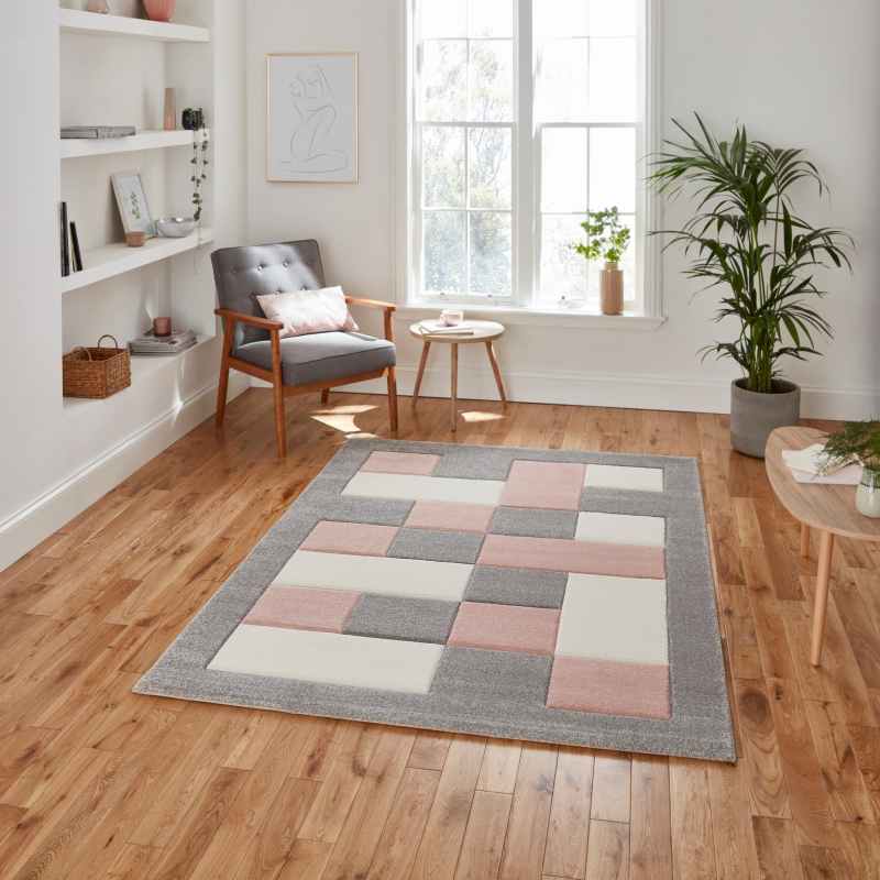 Brooklyn Modern Blocks Rugs BRK04 in Grey Rose