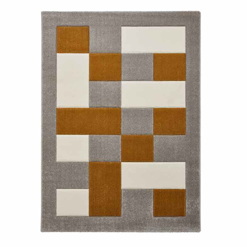 Brooklyn Modern Blocks Rugs BRK04 in Grey Yellow