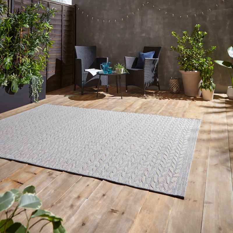 Coast A055 Indoor Outdoor Rug in Grey Cream